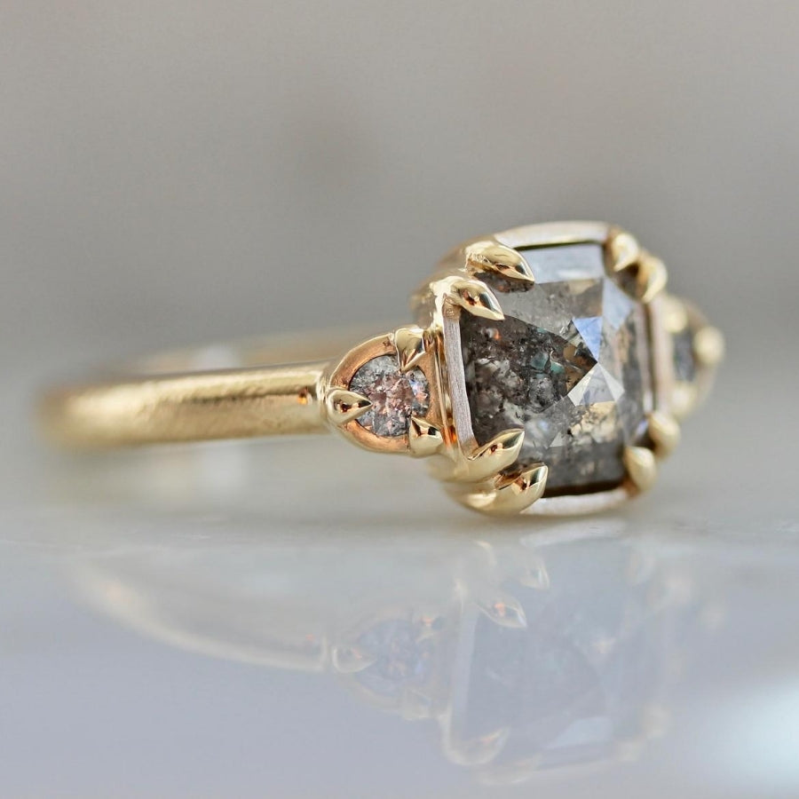 Carina Salt & Pepper Step Rose Cut Diamond Ring