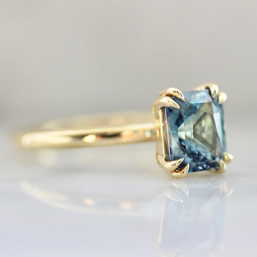 Baja Babe Light Teal Radiant Cut Sapphire Ring