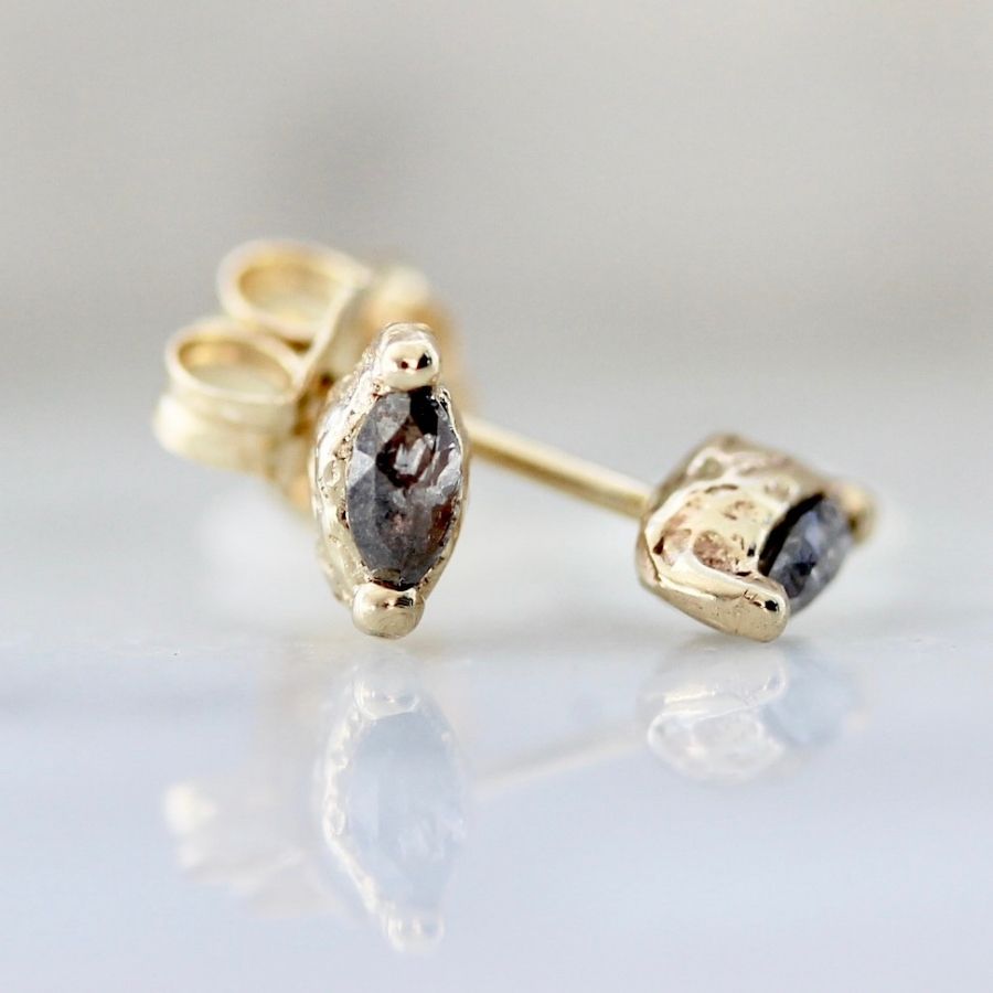 Light Years Salt & Pepper Marquise Rose Cut Diamond Studs