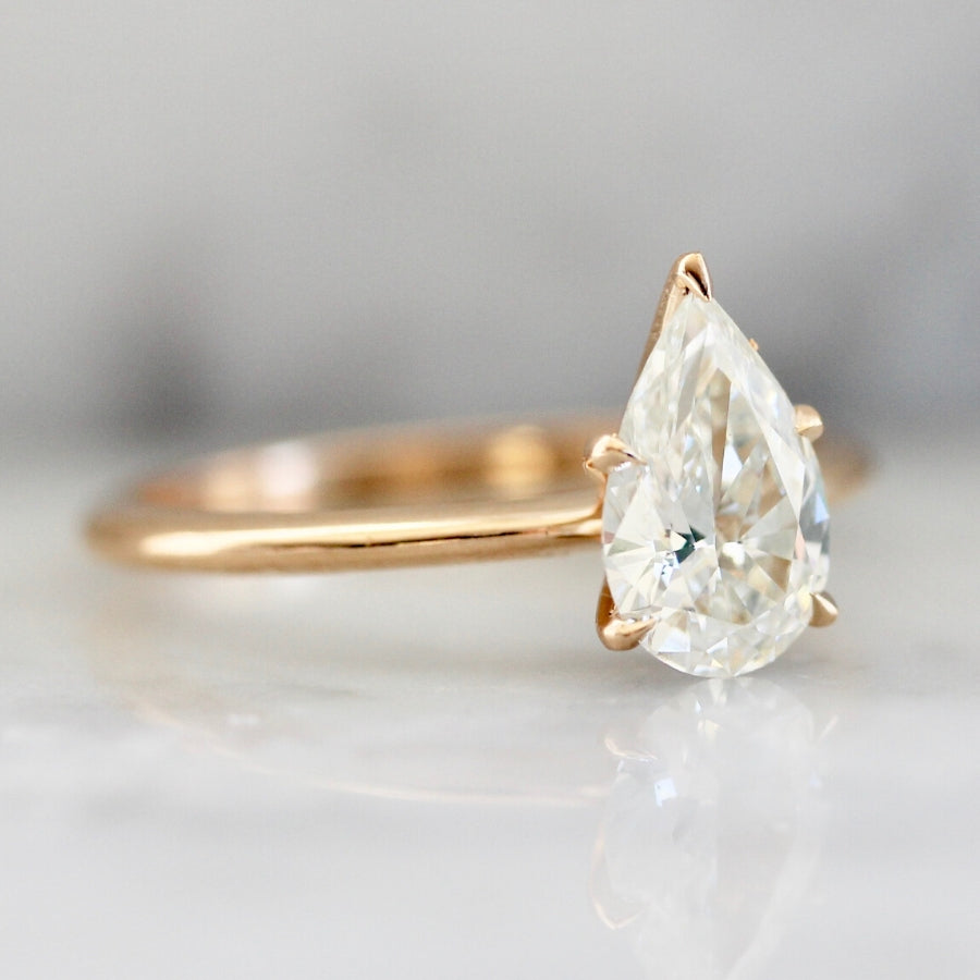 Stella Pear Cut Diamond Ring in Peach Gold