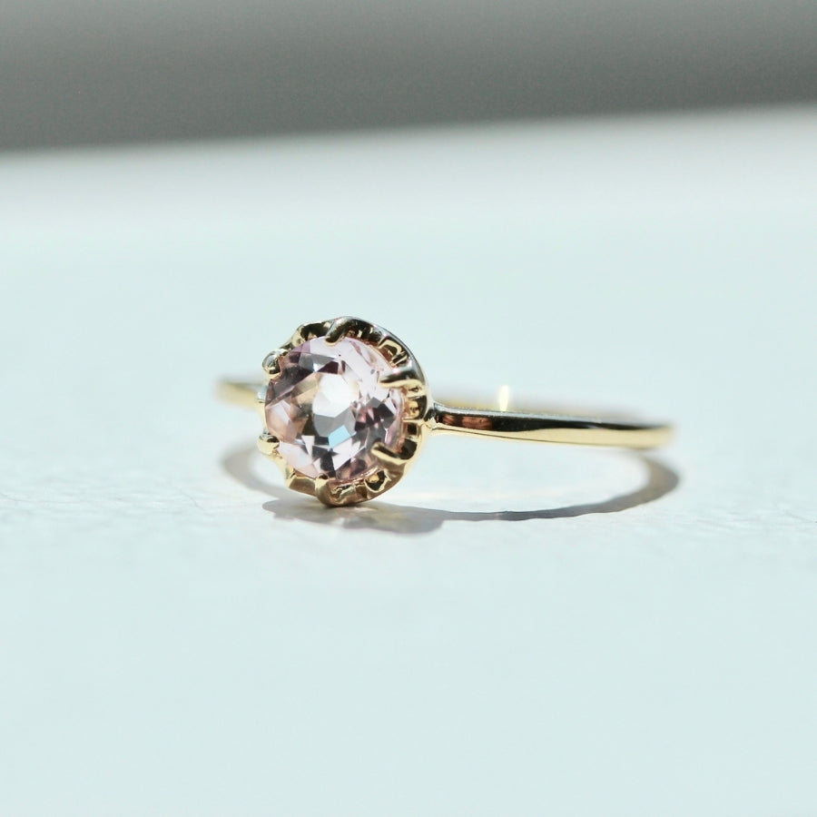 Desert Flower Pink Round Brilliant Cut Morganite Ring