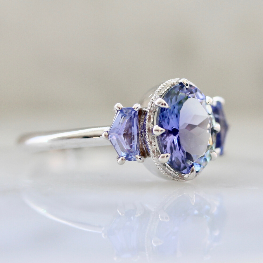 Vienna Three Stone Tanzanite Ring