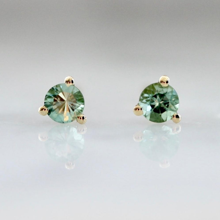 
            .17 Carats Total Round Cut Green Tourmaline Earrings