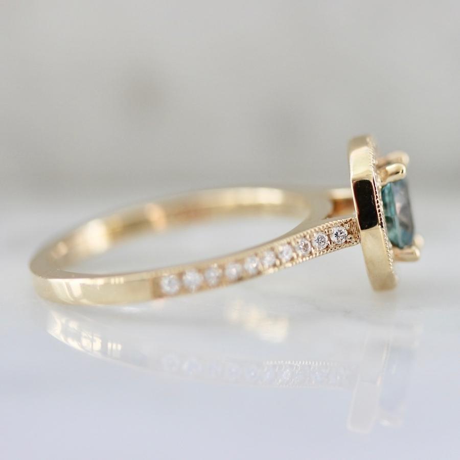 Mint Julep Teal Geometric Oval Cut Sapphire Ring