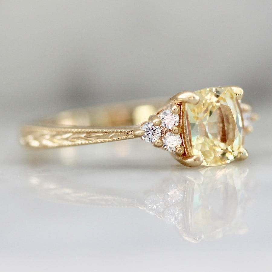 Daybreak Yellow Cushion Cut Sapphire Ring