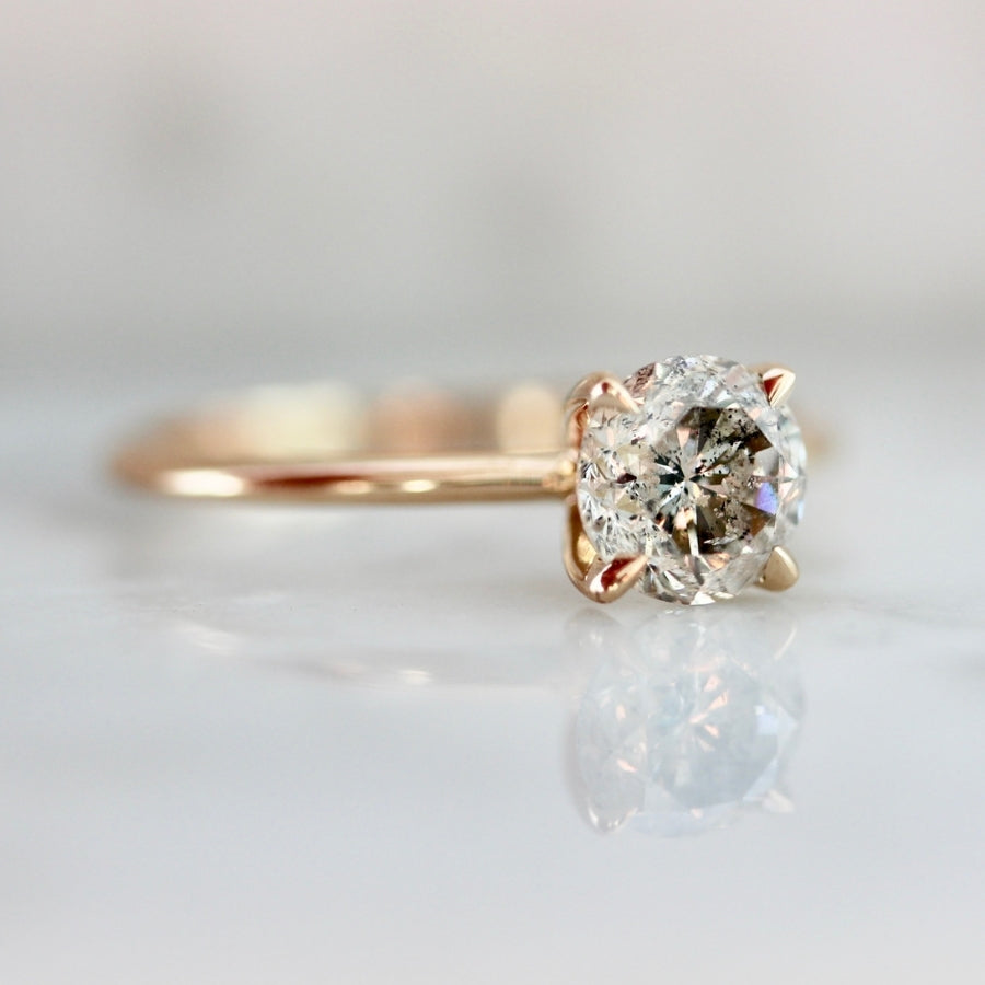 1.03 Carat Stella Champagne Salt & Pepper Round Brilliant Cut Diamond Ring