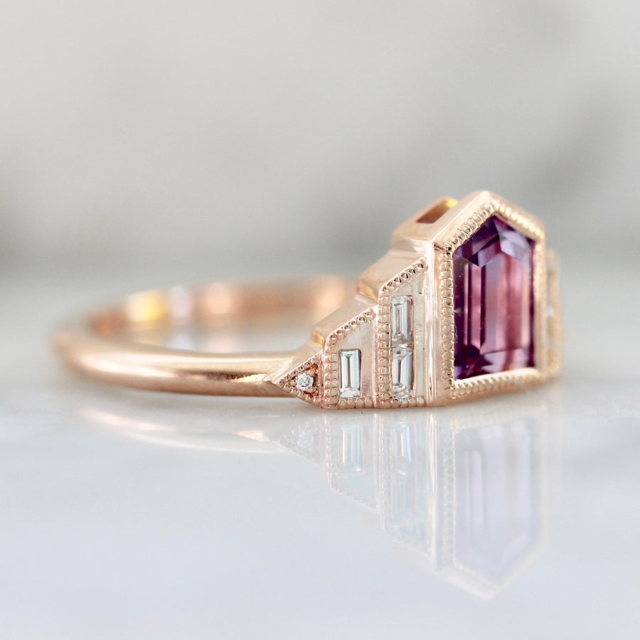 Party At My House Magenta Shield Cut Sapphire Ring