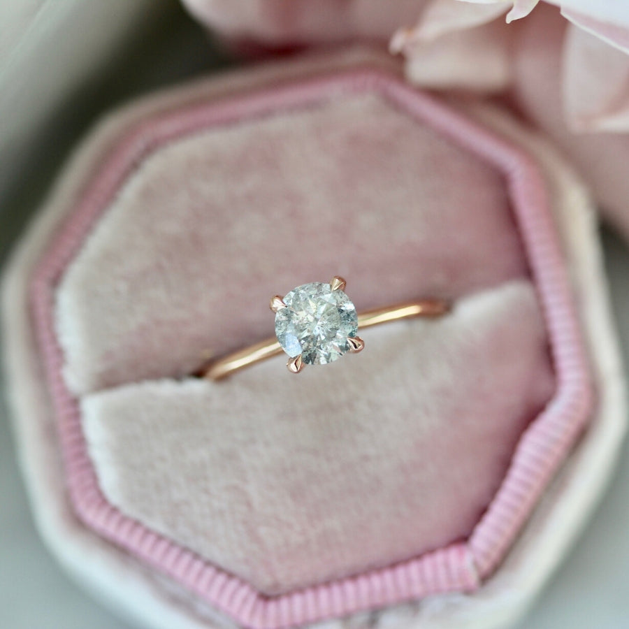 Stella .84 Carat Salt & Pepper Round Brilliant Cut Diamond Ring in Rose Gold