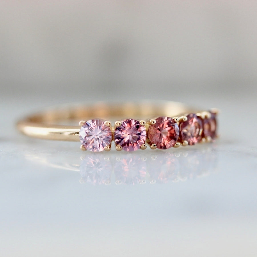 Venus Pink Ombré Round Cut Sapphire & Spinel Band