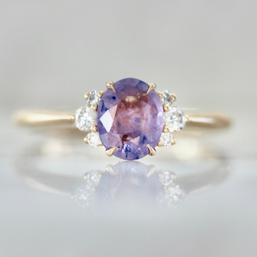 .90 Carat Mirella Purple-Blue Oval Cut Opalescent Sapphire Ring