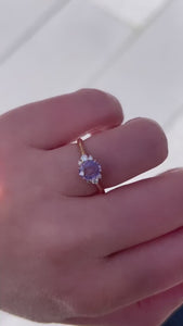 .90 Carat Mirella Purple-Blue Oval Cut Opalescent Sapphire Ring