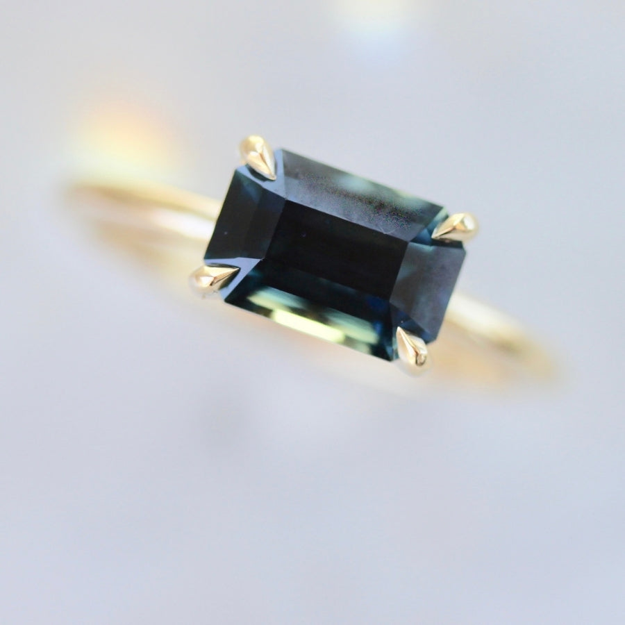 Best Coast Green Emerald Cut Sapphire Ring