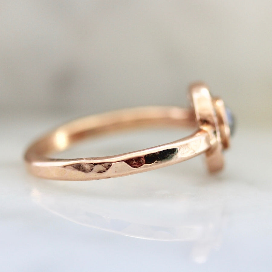 Barbera Salt & Pepper Round Rose Cut Diamond Ring in Rose Gold