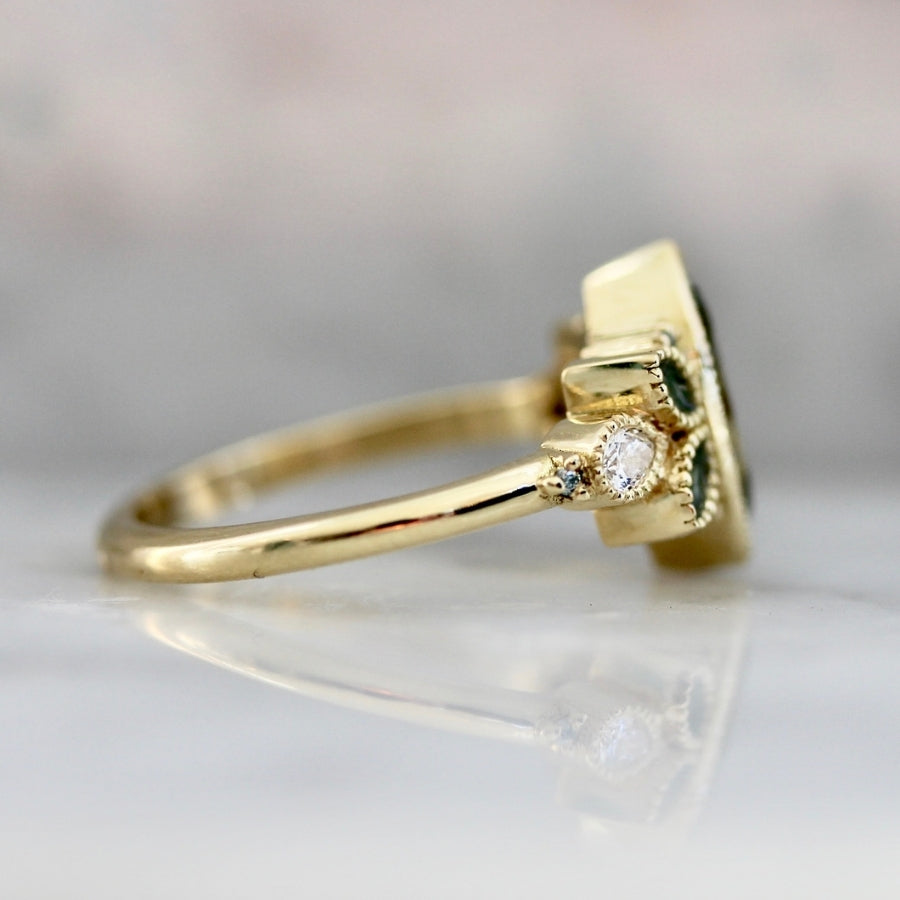 Eclair Pale Blue Marquise Cut Aquamarine and Diamond Ring