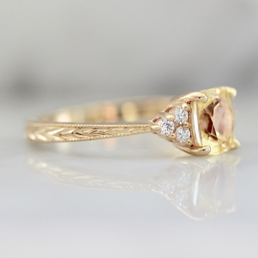 Daybreak Yellow Cushion Cut Sapphire Ring