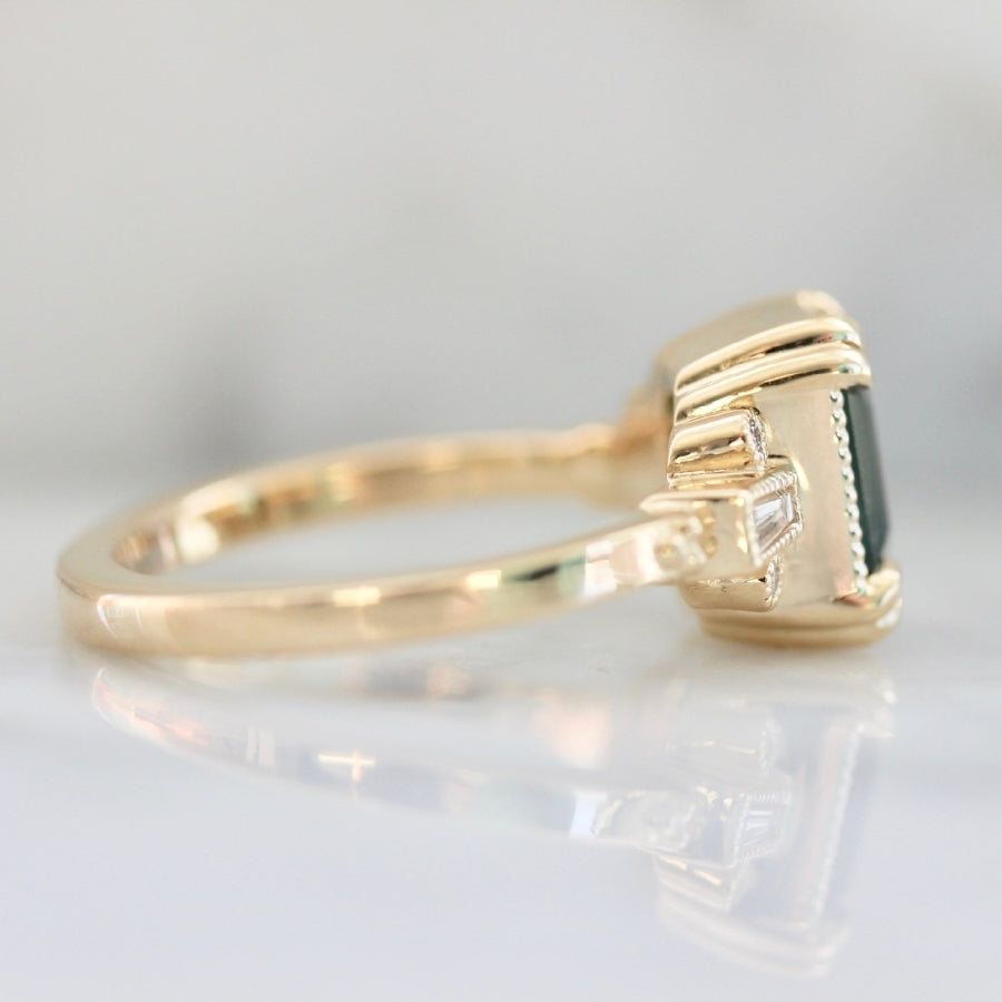 Starling Green Emerald Cut Sapphire & Diamond Ring