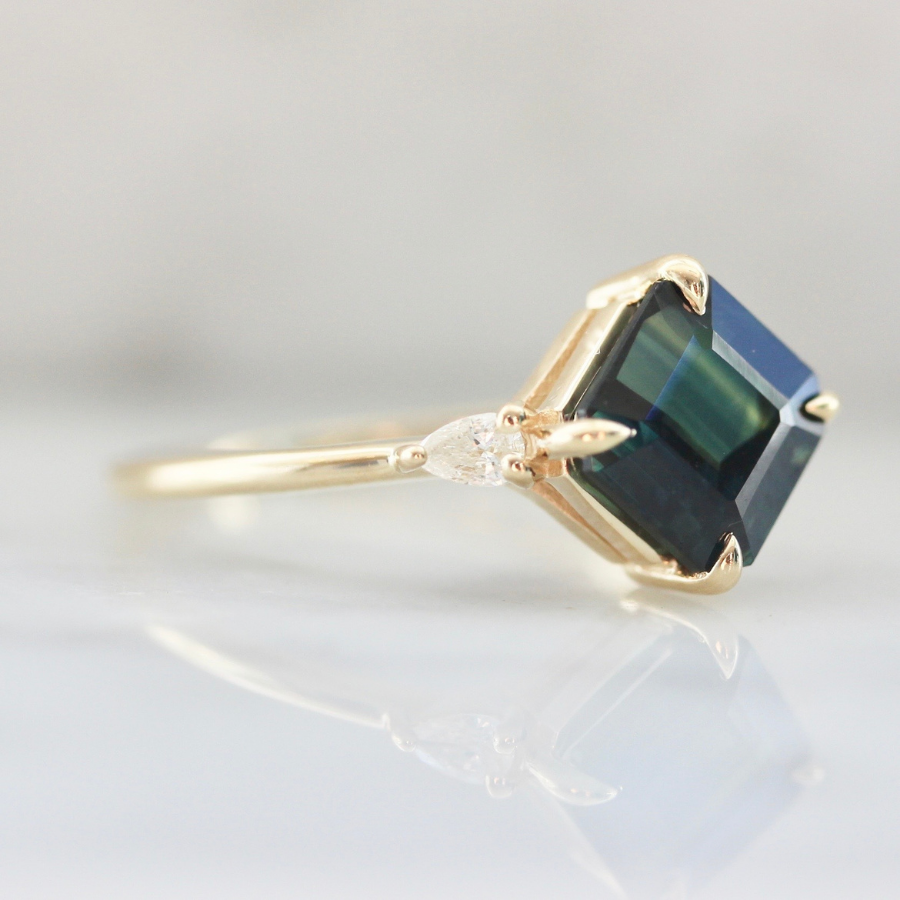 
            Alchemy Green Asscher Cut Sapphire Ring