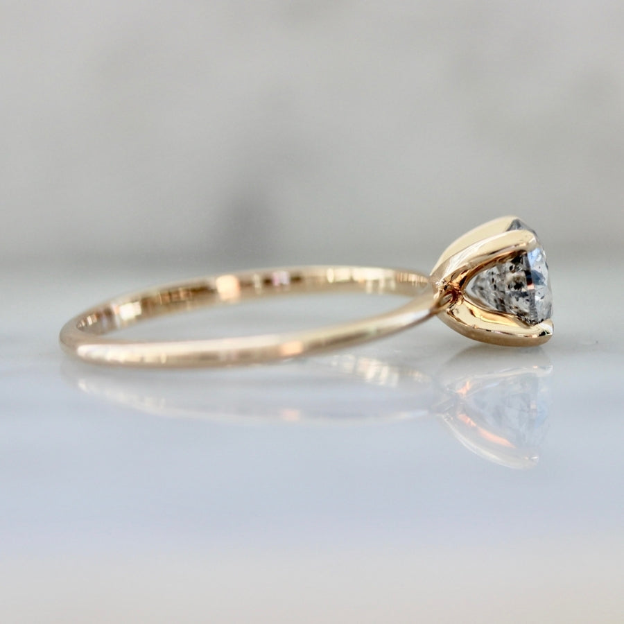 .95 Carat Stella Salt & Pepper Round Brilliant Cut Diamond Ring