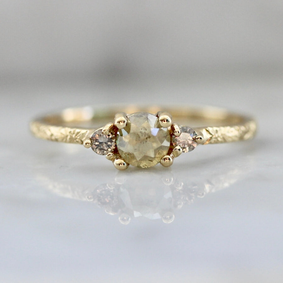 
            Shiloh Rustic Rose Cut Diamond Ring in Yellow Gold