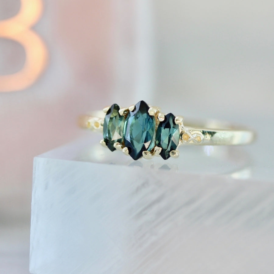 Sedona Summer Teal Marquise Cut Tourmaline Ring