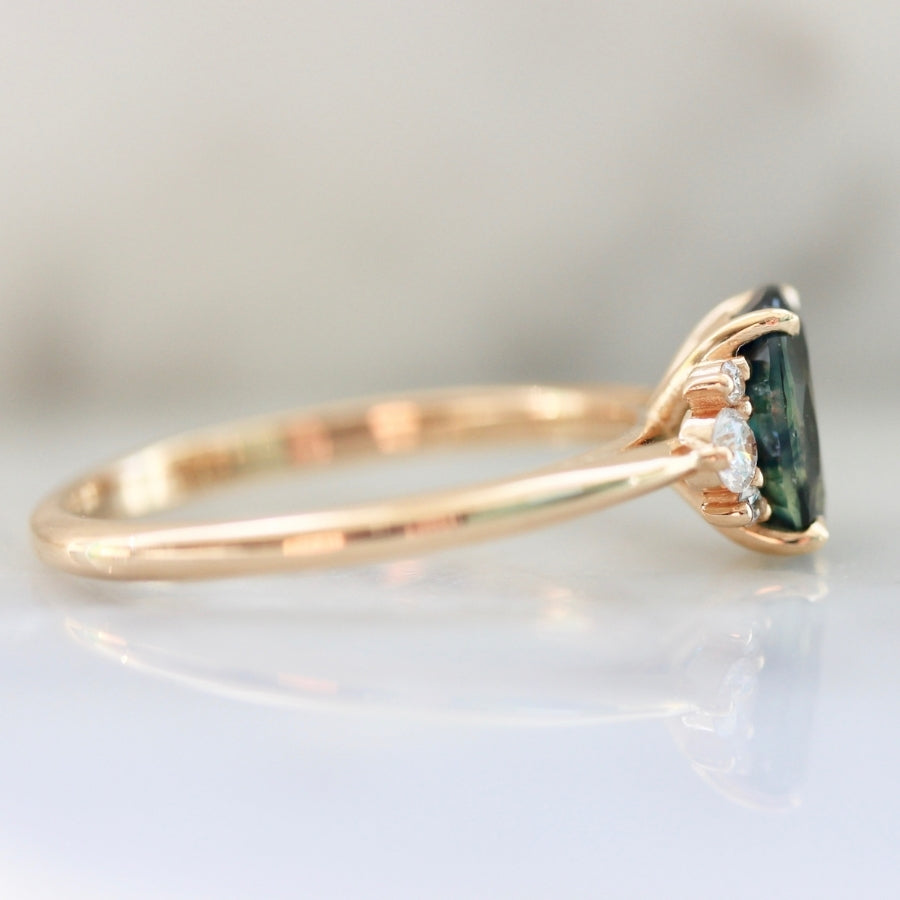 1.63 Carat Mirella Teal Oval Cut Sapphire Ring