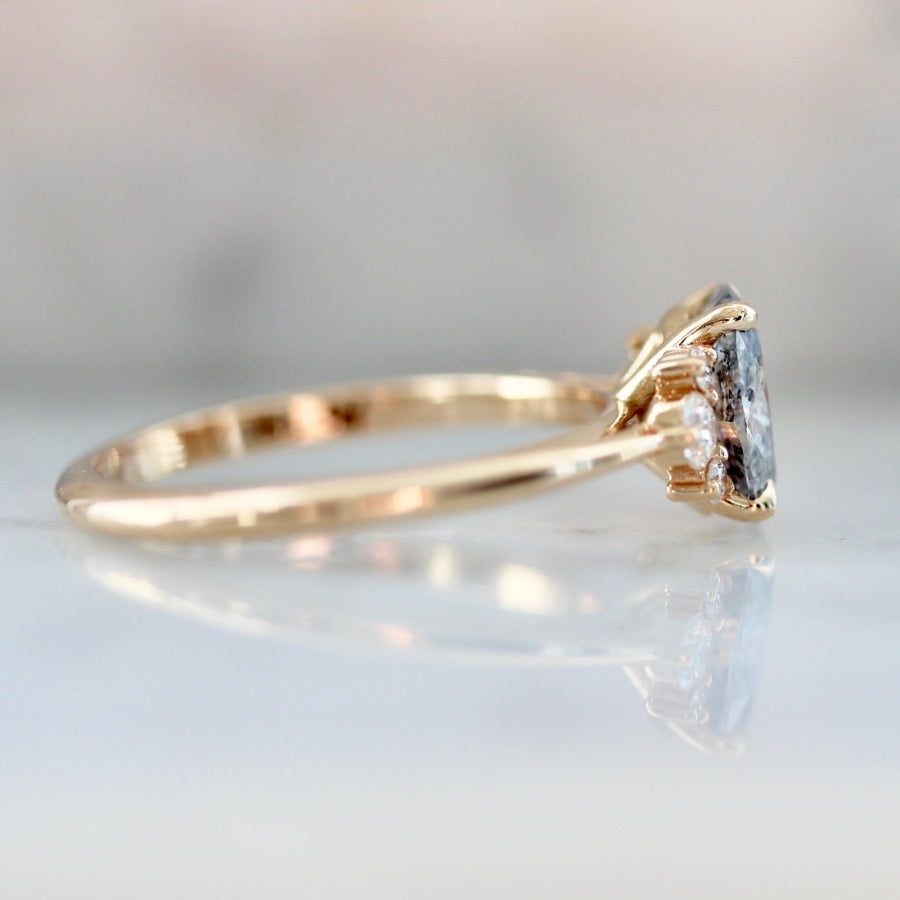 1.23 Carat Mirella Salt & Pepper Oval Cut Diamond Ring