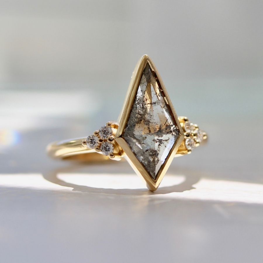 Witching Hour Salt & Pepper Kite Rose Cut Diamond Ring