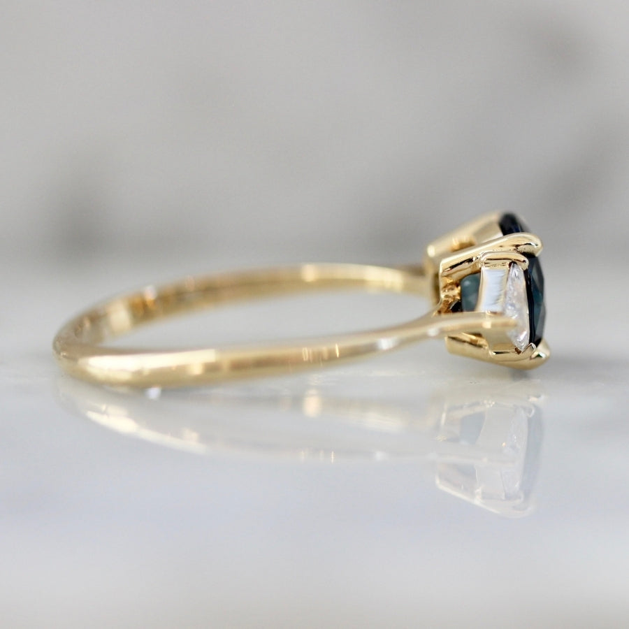 Blue Lagoon Round Brilliant Cut Sapphire and Diamond Ring