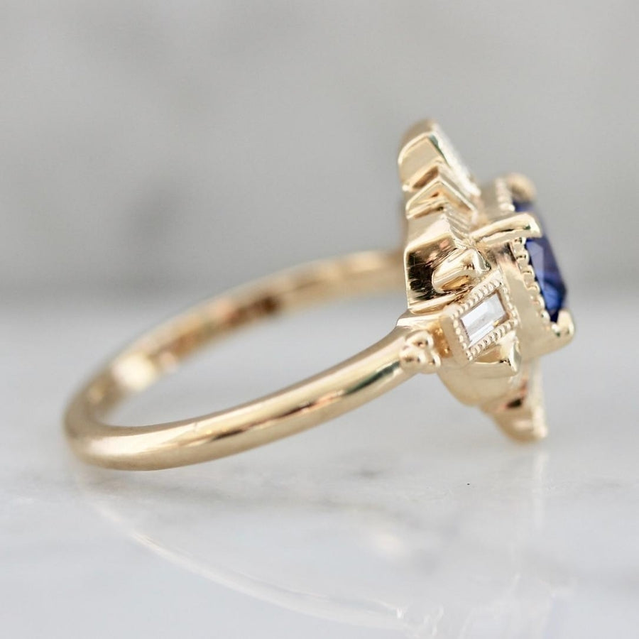 Leota Cobalt Blue Cushion Cut Sapphire Ring