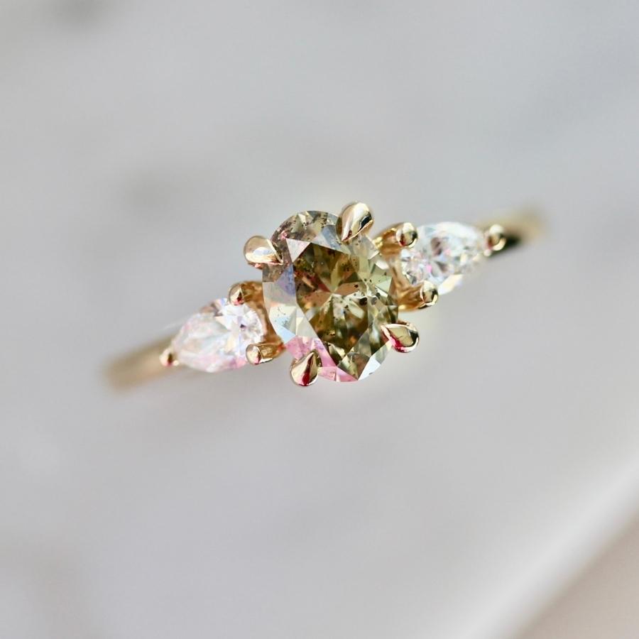 
            Persephone Green Oval Cut Diamond Ring
