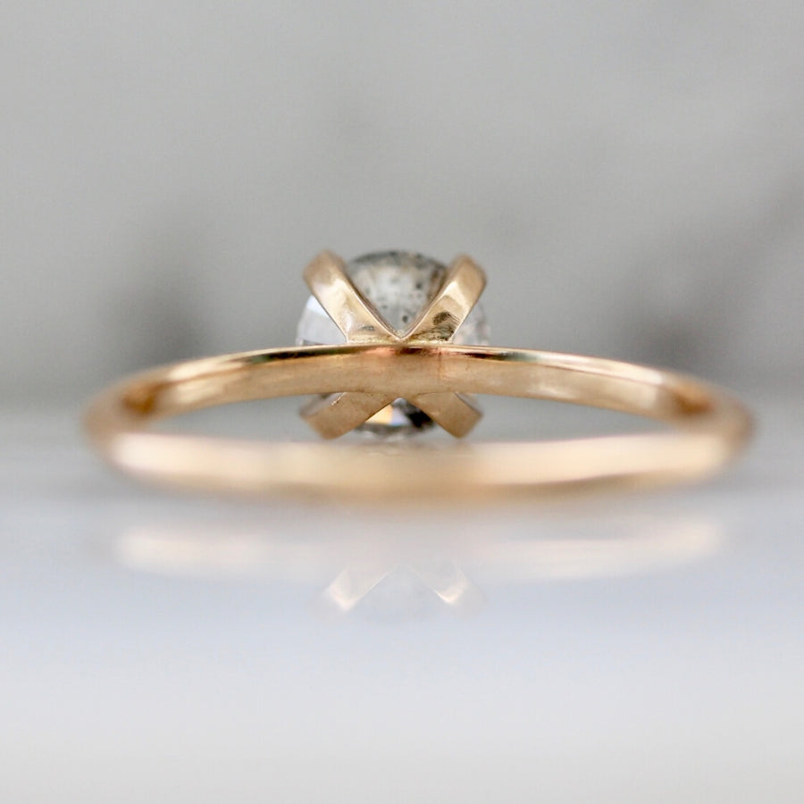Stella .88 Carat Salt & Pepper Round Brilliant Cut Diamond Ring in Peach Gold