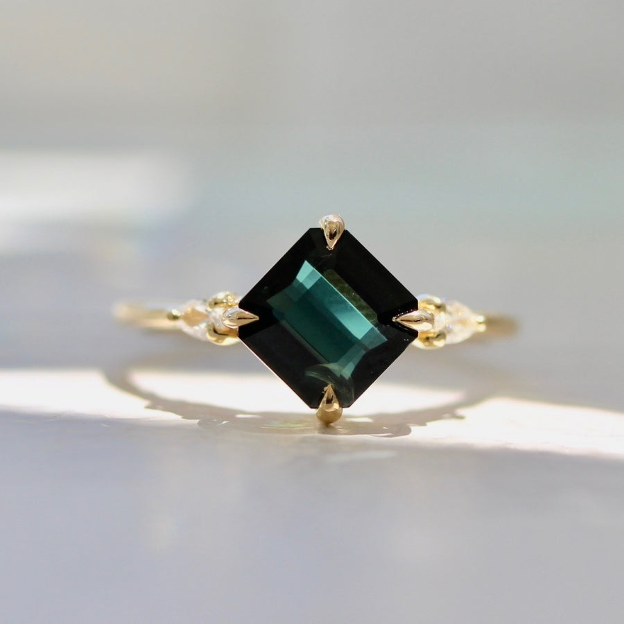 Alchemy Green Asscher Cut Sapphire Ring