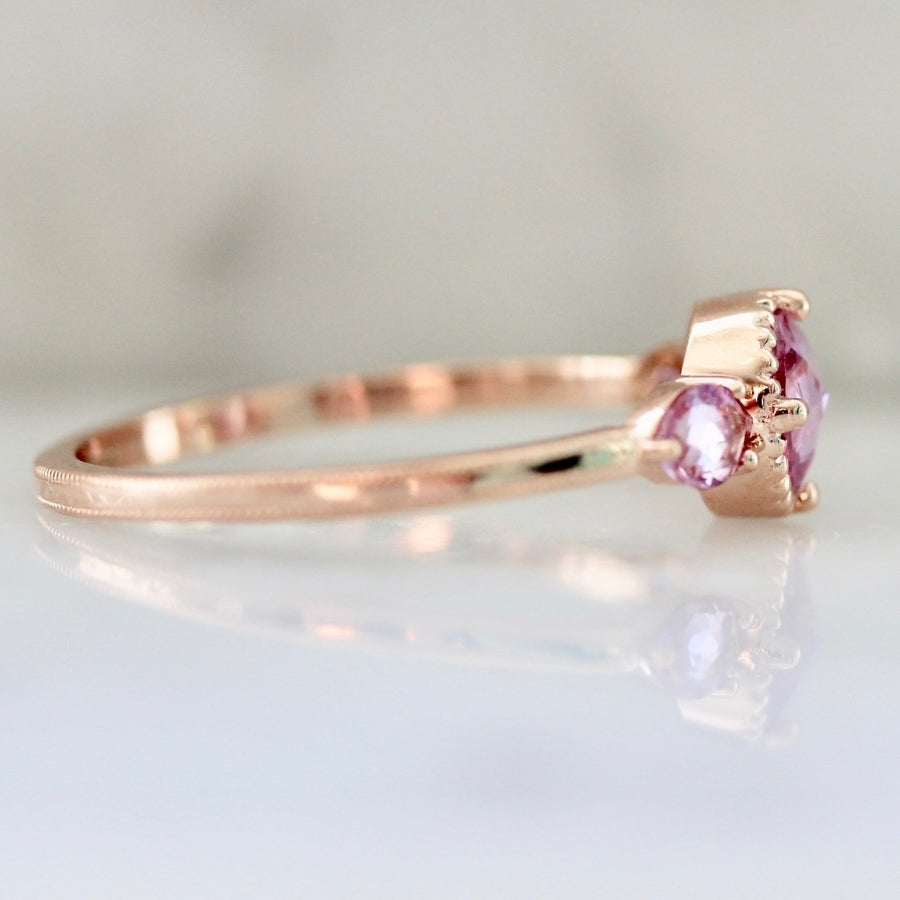 Sugar Rush Pink Round Rose Cut Sapphire Ring