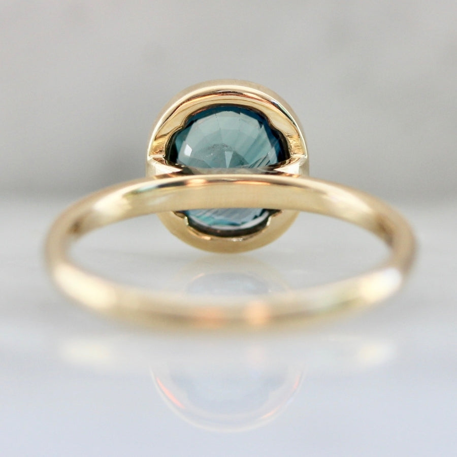 Seven Seas Blue-Green Oval Cut Sapphire Ring