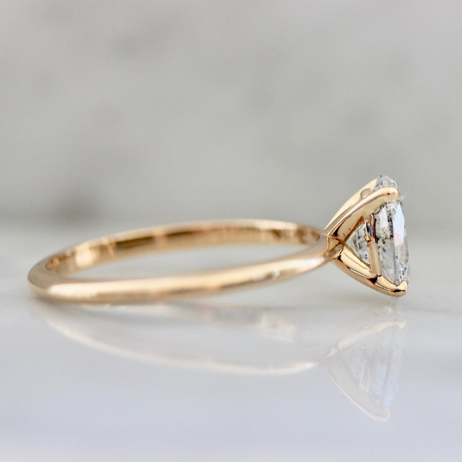 1.09 Carat Stella Salt & Pepper Oval Cut Diamond Ring