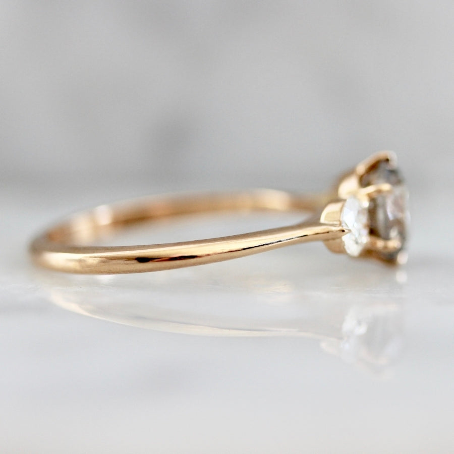 Sonnet Three Stone Champagne Salt & Pepper Diamond Ring