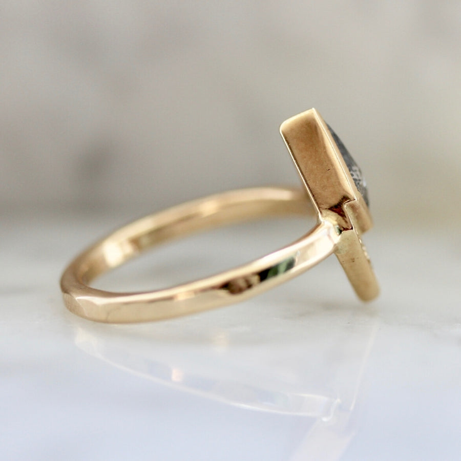 Michet Salt & Pepper Kite Rose Cut Diamond Ring in Yellow Gold