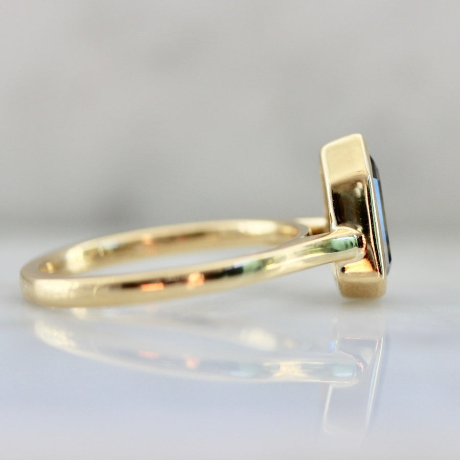 Tempest Bi-Color Blue-Yellow Shield Cut Sapphire Ring