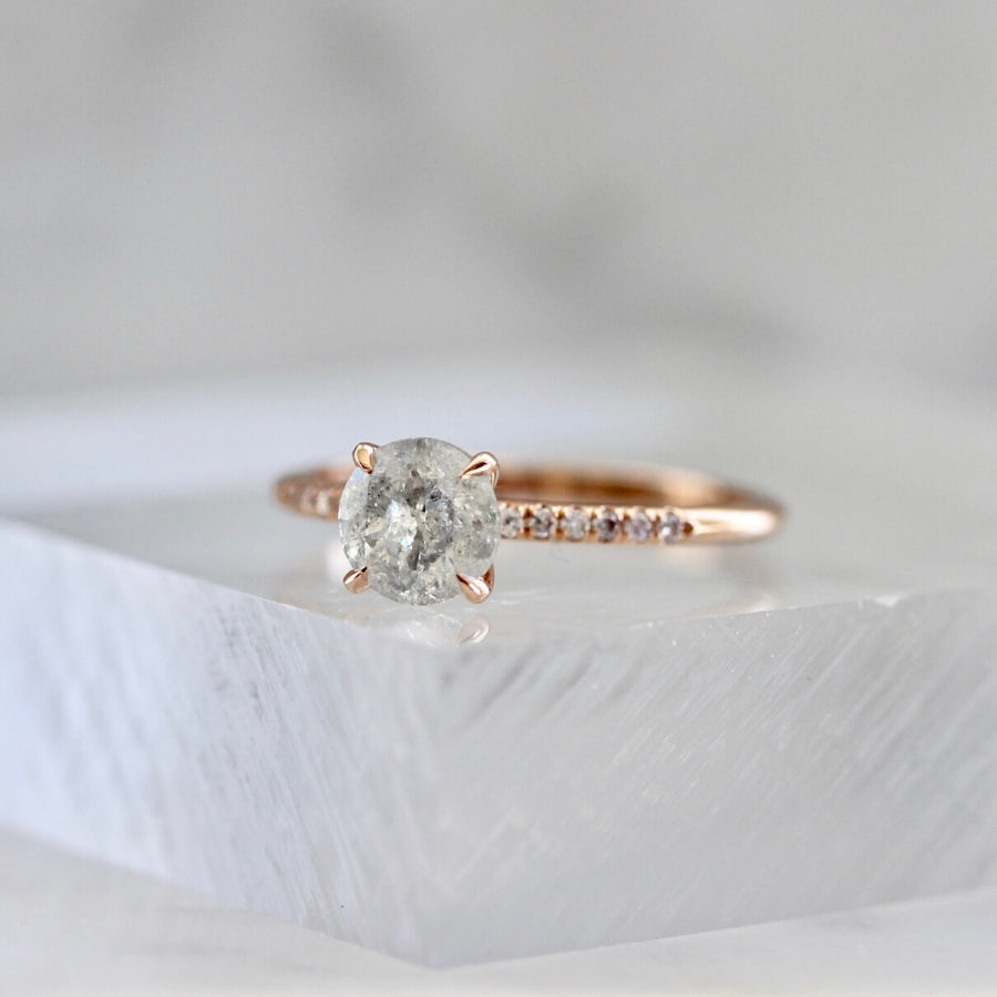 Icey Diamond Stella With Pink Diamond Pave Shoulders In Rose Gold