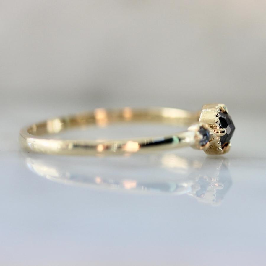 Phoenix Three Stone Salt & Pepper Round Rose Cut Diamond Ring