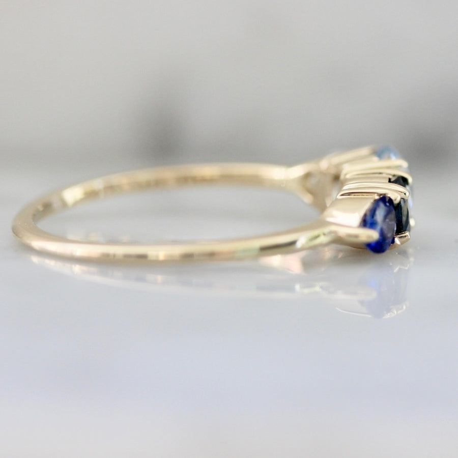 Harmony Blue Ombré Round Brilliant & Pear Cut Sapphire Ring