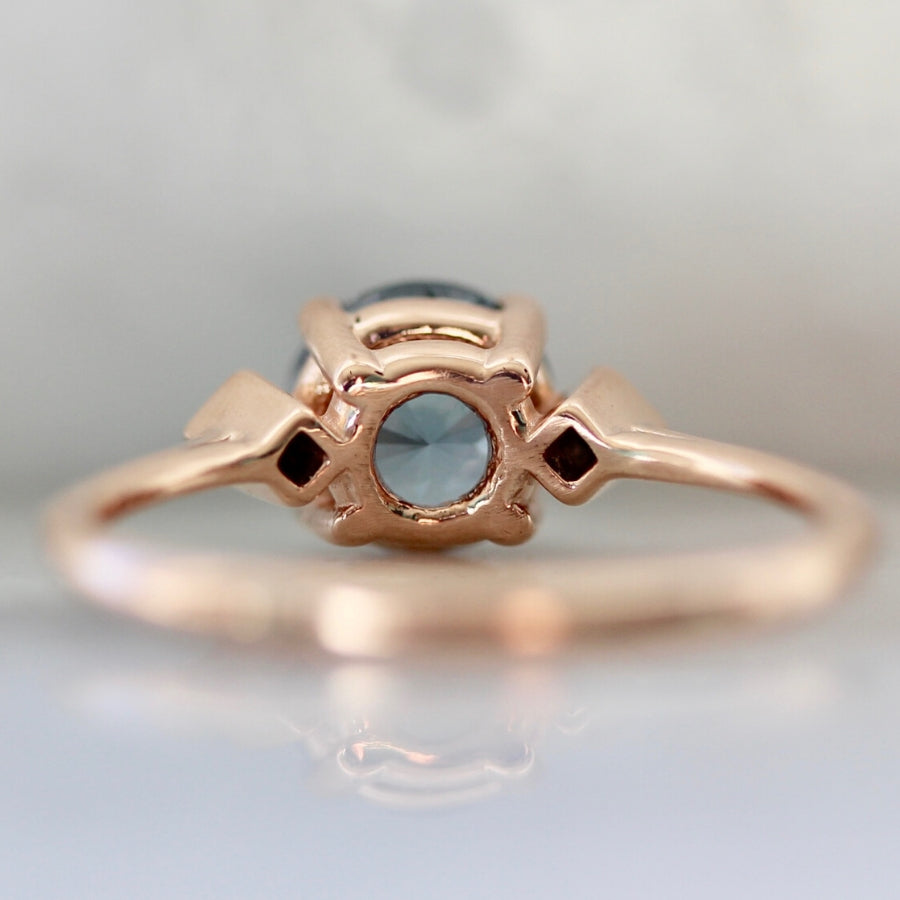 Esme Blue Round Brilliant Cut Spinel Ring in Rose Gold