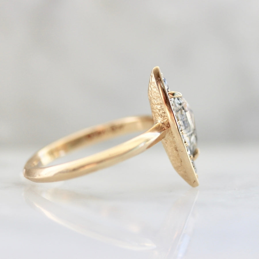 Beta Salt & Pepper Triangle Rose Cut Diamond Ring