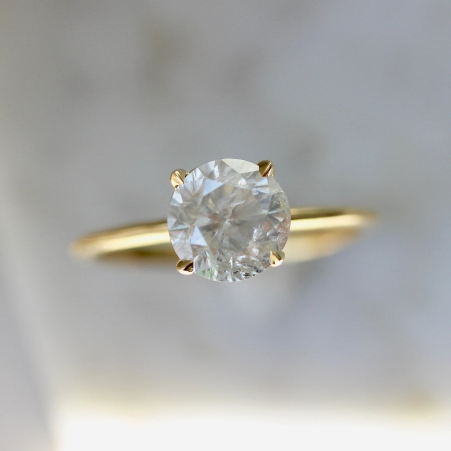 1.73 Carat Stella Grey Salt & Pepper Round Brilliant Cut Diamond Ring