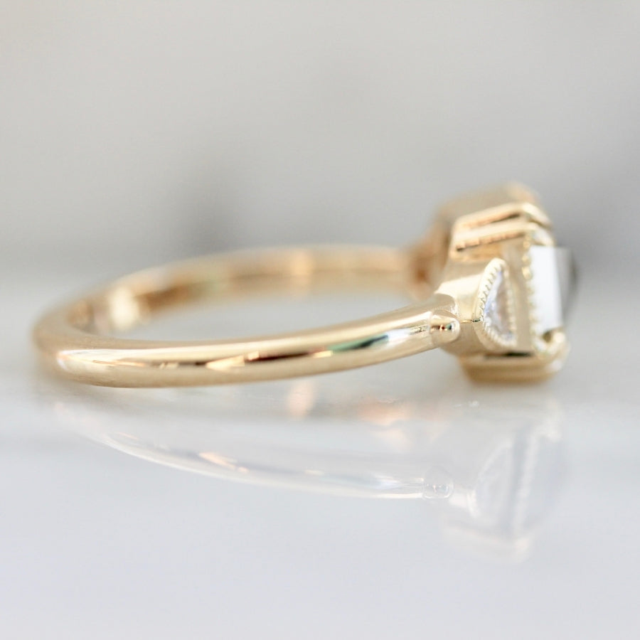 Goldfinch Yellow-Green Emerald Rose Cut Diamond Ring
