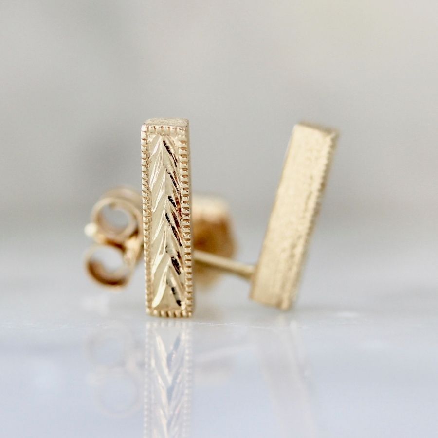 Ever After Engraved Gold Studs