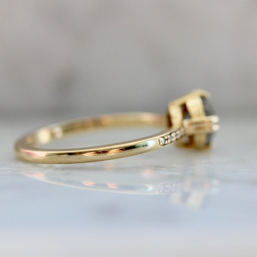 Sabine Salt & Pepper Round Cut Diamond Ring in Yellow Gold