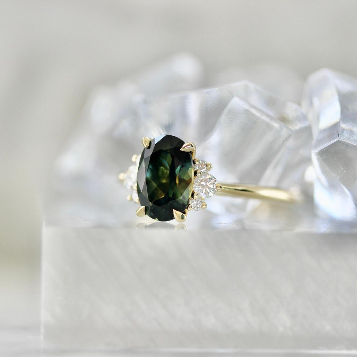 
            1.81 Carat Mirella Green Oval Cut Sapphire Ring