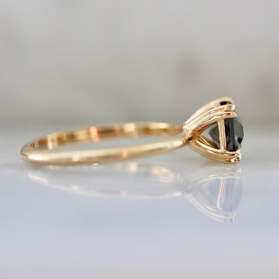 Stella Berry Blue Emerald Cut Spinel in Peach Gold