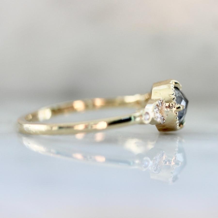 Fibonacci Grey Round Rose Cut Diamond Ring